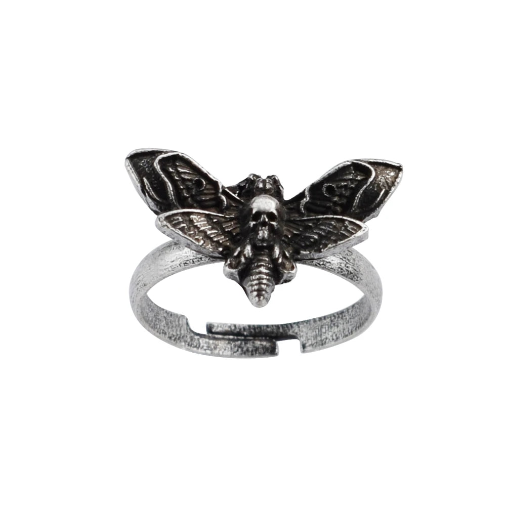Dead Head Moth Mini Cute Ring Wicca Talisman Jewelry Gothic Vintage Insect Rings