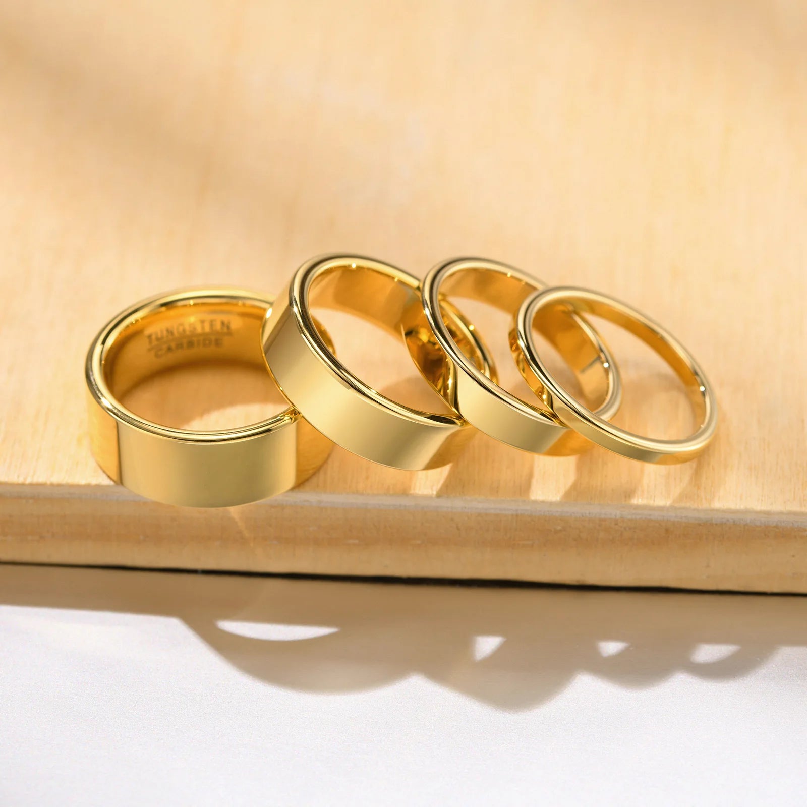 Wedding Band Custom Engraved Name logo Gold Tungsten Carbide Couple Rings