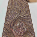 Light Blue Eco-Friendly Luxury Hand Embroidered Sequins Striped 100% Polyester Lace Fabrics for Dresses