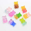 100Pcs Kawaii Glitter Gradient Gummy Bear Flatback Resin Cabochons Charms for DIY Jewelry Craft Scrapbook Decoration Accessories