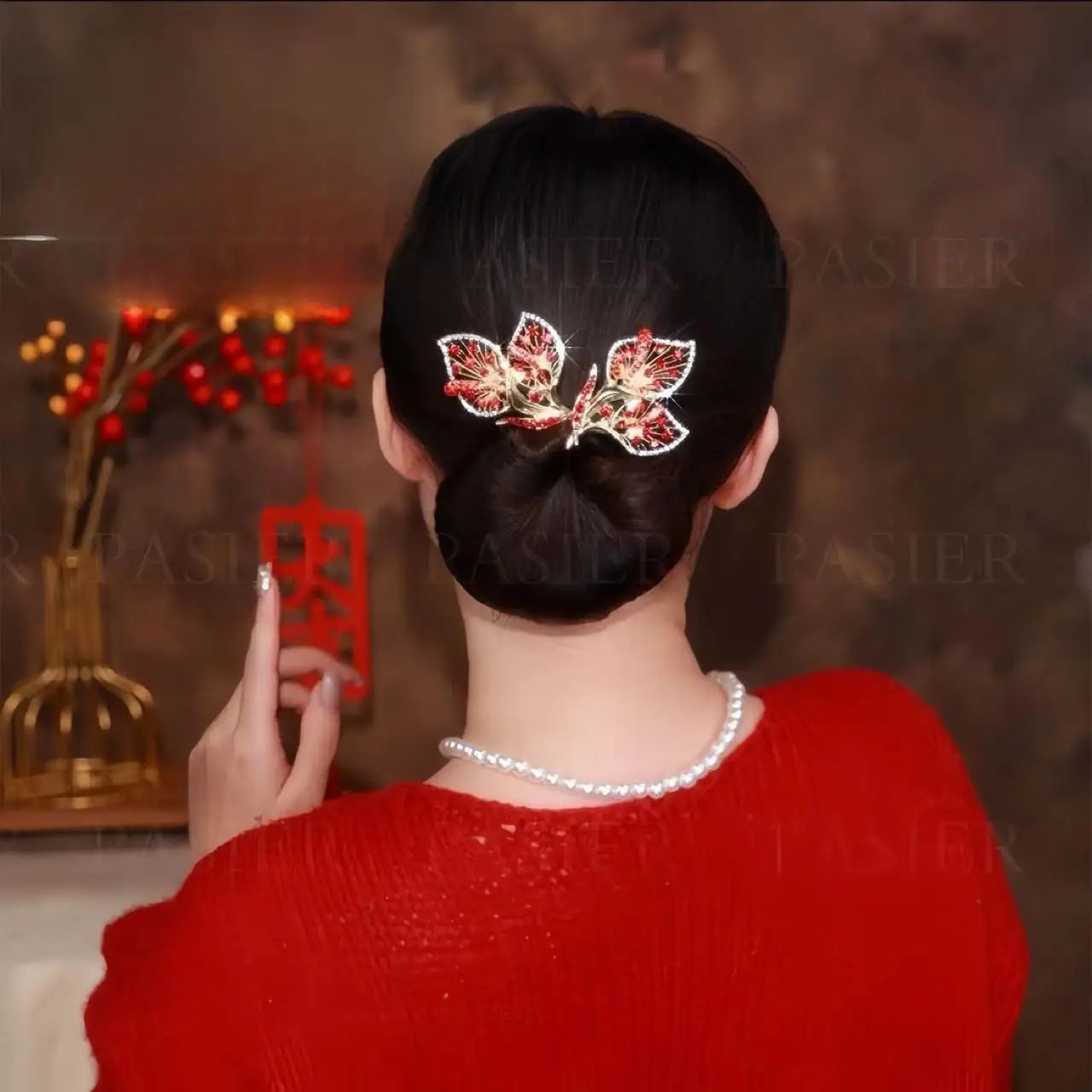 Sparkling Rhinestone Flower Deft Bun Hair Bun Maker Hair Twist French Donut Bun Maker Styling Twister for Women Hair Braider