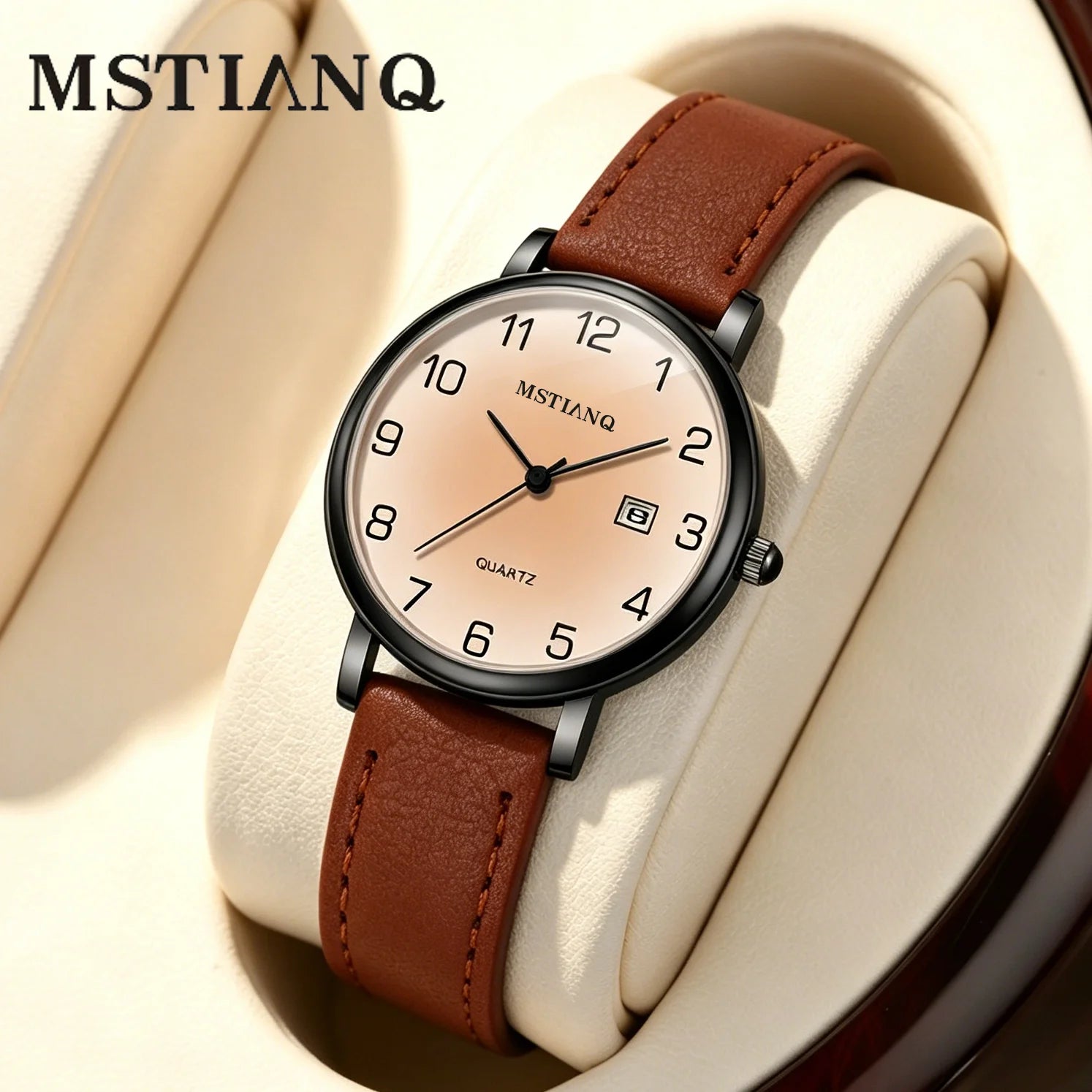 MSTIANQ 0214 Ladies' Exquisite Life Retro Quartz Watch with Calendar Stylish Case Dial Watch for Women