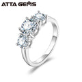 Attagems 2ct Round Cut D Color VVS Moissanite Diamond Ring 925 Sterling Silver Ring High Quality Engagement Wedding Gift