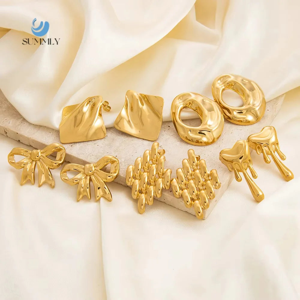 SUMMLY Trendy Design Irregular High Quality Geometric 18K Gold Plated Stainless Steel Earrings Fashion Jewelry Manufacturer