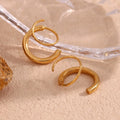 Minimalist Double Layer Stud Earrings for Women 18K Gold Plated Jewelry Waterproof Stainless Steel Women Jewelry