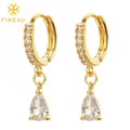 Trendy Boucles D'oreilles Fashion Women Gold Plated Drop Waterdrop Hoop Zircon Earrings