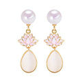 New Chinese Style Lotus Flower Drop Earrings Natural Freshwater Pearl Earrings Women's Pearl Jewelry