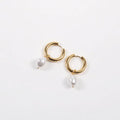 Minimalist Waterproof Hoop Earring Stainless Steel 18k Gold Plated Single Pearl Hoop Earring for Gift