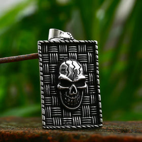 SS8-1090P 2023 New Fashion 316L Stainless Steel Punk Skull Pendant Rectangular Gothic Pendant Men's Jewelry