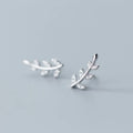 925 Sterling Silver Cubic Zirconia Leaf Shape Small Ear Studs CZ Earrings Cute Jewelry Gifts for Women Girls