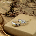 VIANRLA 925 Sterling Silver Irregular Colored Zircon Rings Open Ring for Women Support Dropshipping