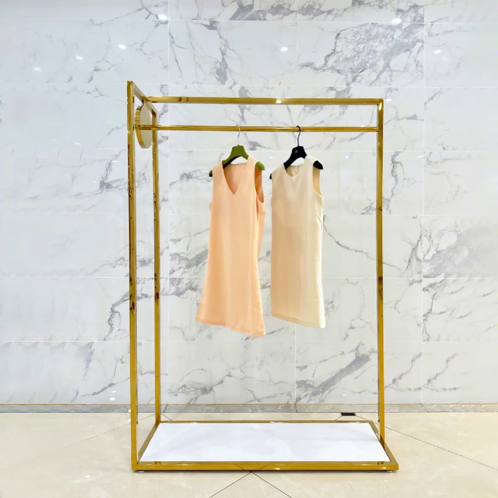 Clothing Store Display Racks Stainless Steel Golden Heavy Duty Clothes Stand Shoes Racks Custom logo