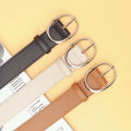 JULUN PU Belt Manufacture Belts for Women Classic Oval Silver O Ring Buckle Solid Color Smooth PU Ladies Belt Daily Wear