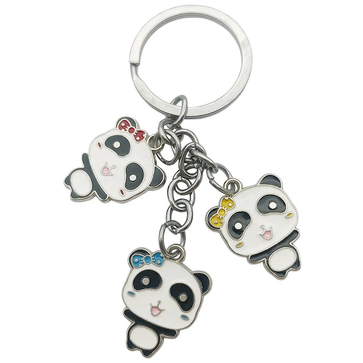 Wholesale Custom Metal Design Soft Enamel Keychain Cartoon Animal Key Chain Chinese Panda Pendant Key Holder Laser Logo