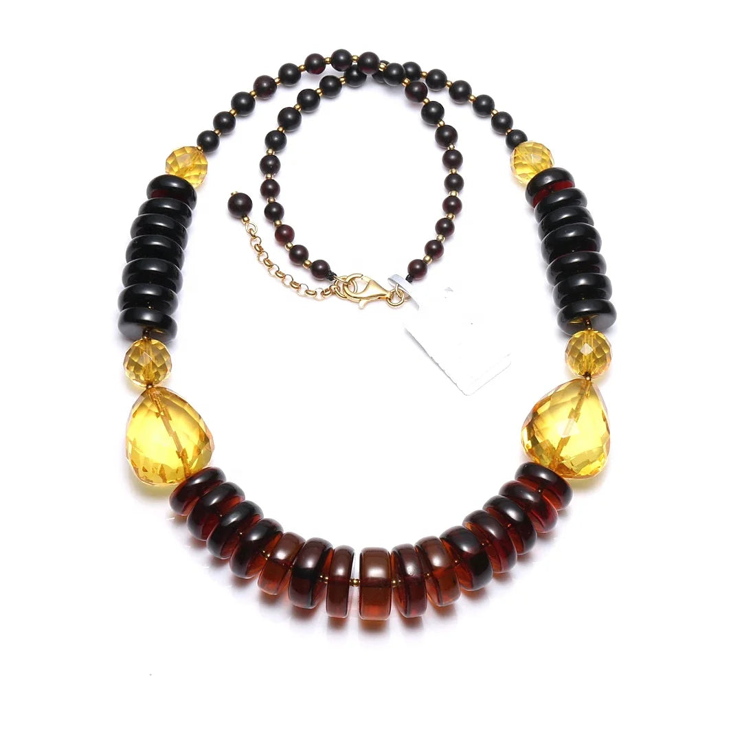 Natural amber Gemstone Necklace mix color amber necklace Precious Gemstones