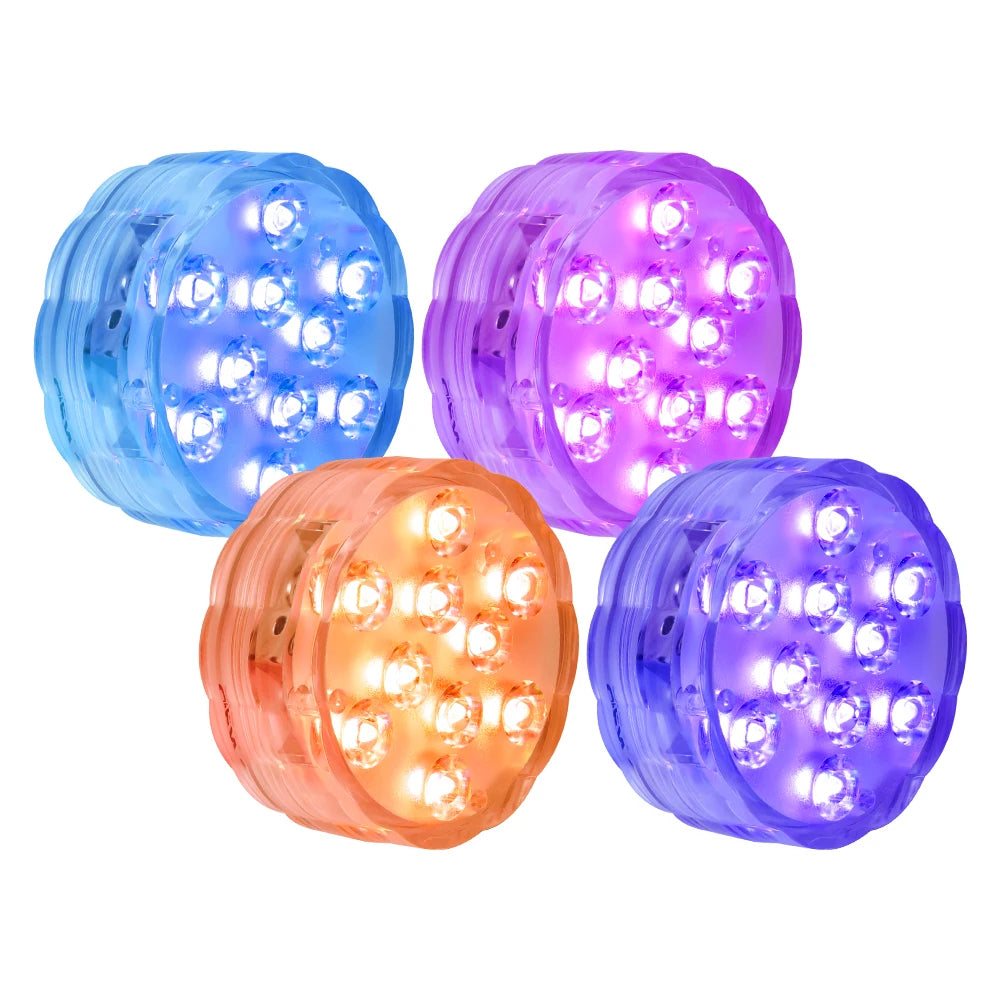 Remote Control Submersible LED Lights | Waterproof RGB Glow Puck Decor for Party Favors