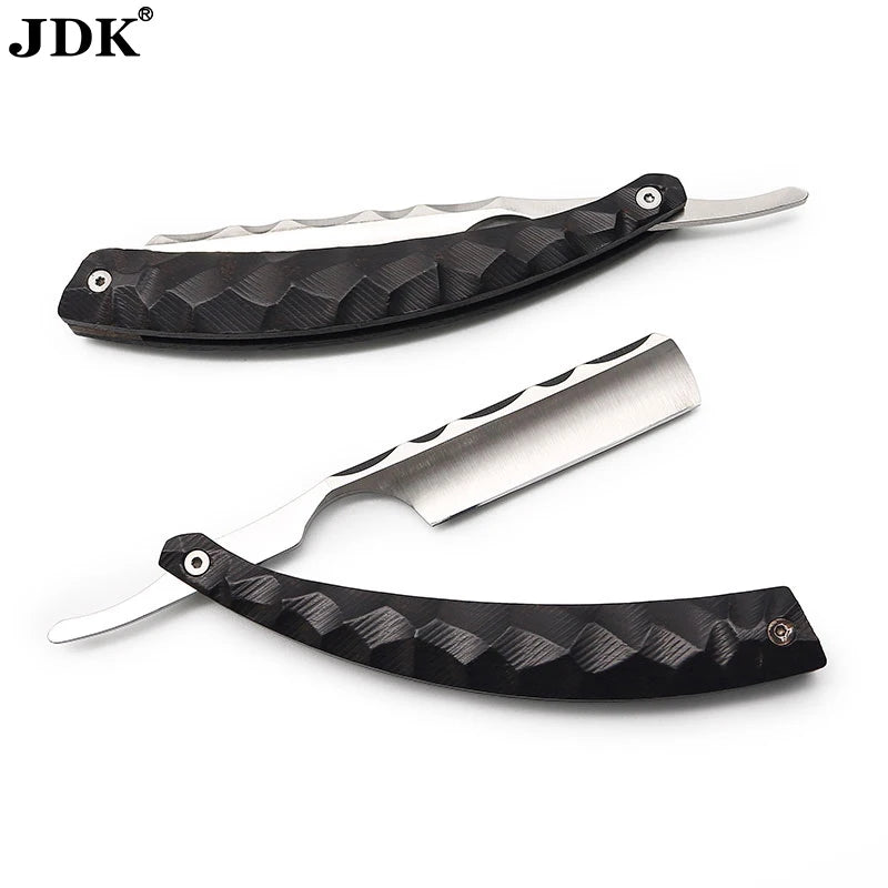 Personalize Luxury Black Color Half Blade Metal Knife Razor Blade Holder Straight Edge Salon Razor Custom Logo