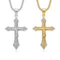 Fashion 18K Gold Plated Jesus Necklace Stainless Steel Zircon Cross Pendant Neck Chain Unisex Jewelry