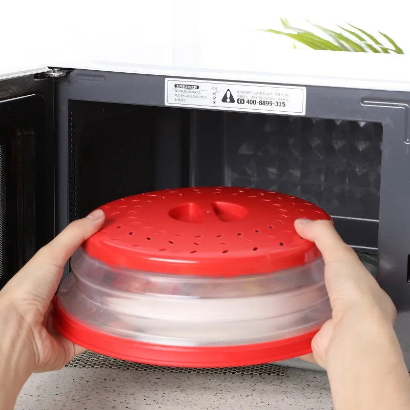 Hot Sale BPA Free TPR 10.5inch Round with Grip Handle Cover for Splatter Guard Collapsible Microwave Food Cover for Kitchen