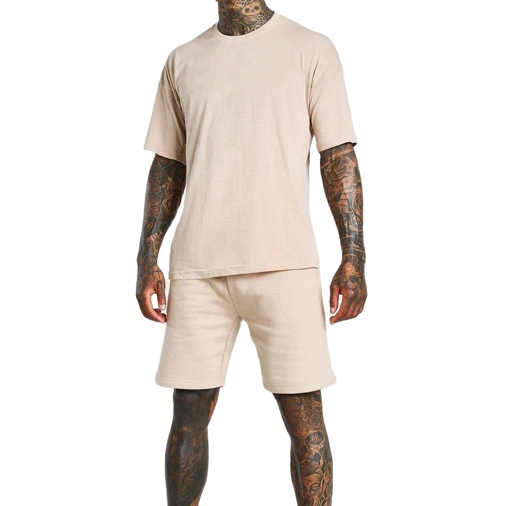 Wholesale New Summer Cotton t Shirt and Shorts Sets Streetwear Men 2 Piece Casual Short Set