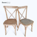 Wholesale Rustic Stackable Cross Back Chairs Wood Grain for Dining Restaurant