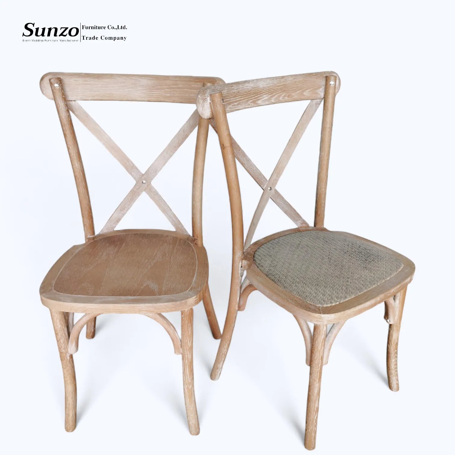 Wholesale Rustic Stackable Cross Back Chairs Wood Grain for Dining Restaurant