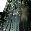 F002 Color Slowly Changing Rhinestone Fabric Green Gradient Crystal Fabric Stretchy Tulle Lace Beaded Rhinestone Crystal Fabric MegaBDM