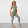 Women's V-Neck High Waist Four-Way Stretch Breathable Lightweight Eco-Friendly Yoga Gym 2-Piece Set Jogger Pants Seamless Print