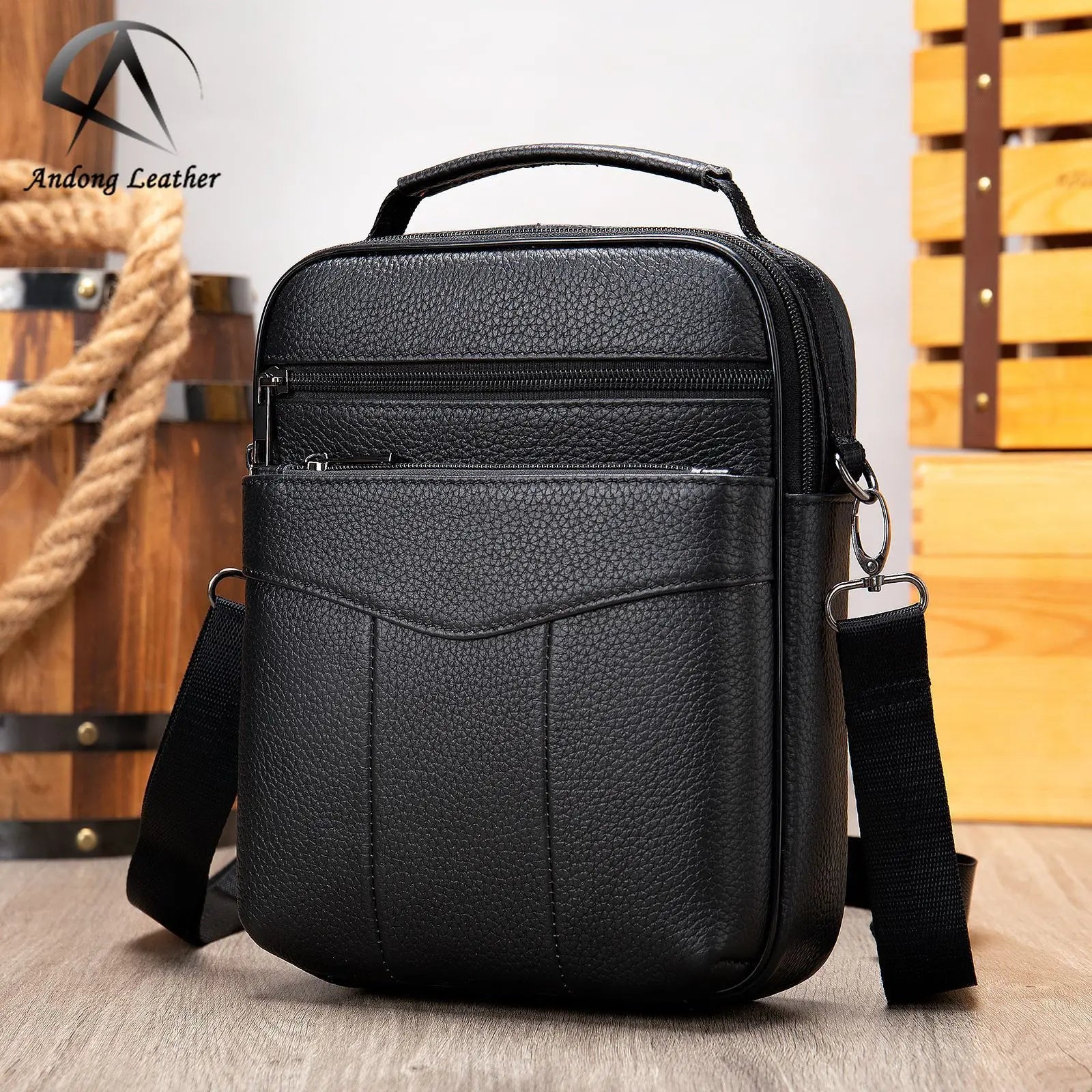 Andong Genuine Leather Men Shoulder Sling Bag Retro Fashion Messenger Bags Man Business Handbag Cowhide