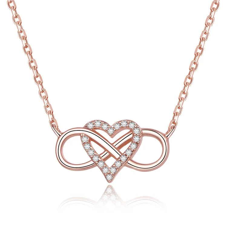 POLIVA Beautiful Fashionable 925 Sterling Silver Necklaces Infinity Love Rose Pendant Necklace for Women
