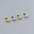 Simple Romance 925 Sterling Silver Water Drop Stud Earrings Bohemian Zircon Screw Beads Gold Perforated Ladies Parties