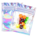 Manufacturer Custom Logo Size Easy Tear Food Grade PET/VMPET/PE Plastic Bags Holographic 3 Side Seal Sachet Zipper ISO Printing