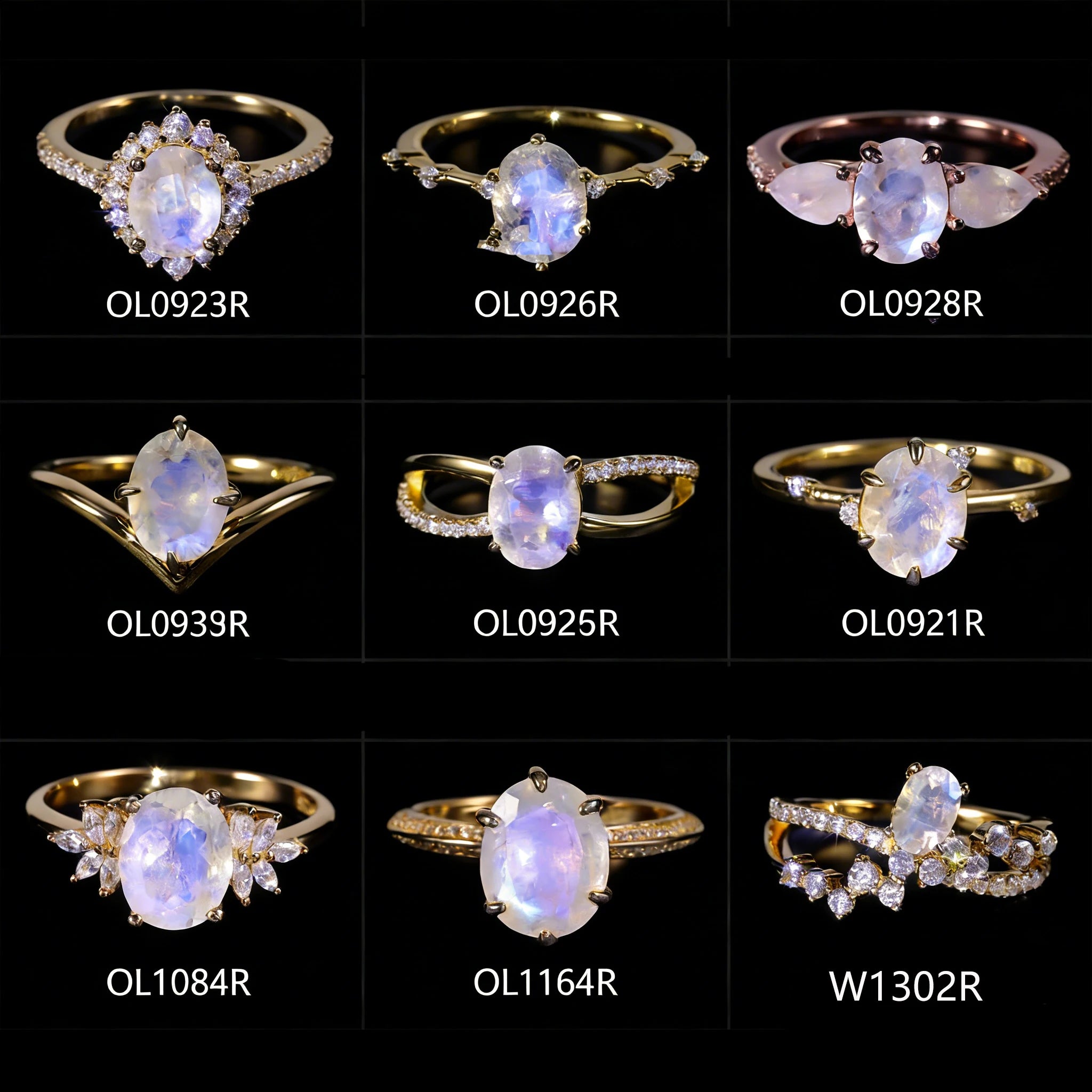Abiding Unique Design Exquisite 925 Silver Inspired Faceted Natural Milky Blue Moonstone Cluster Halo Ring for Women Bijoux