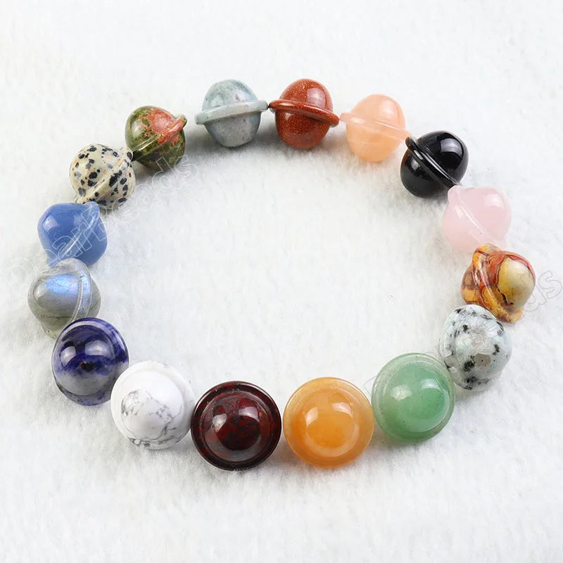 Natural 18mm Universe Planet Crystal Healing Stone Quartz Jade Jasper Globe Gemstone Craft for Home GIft Decoration