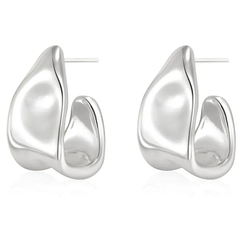 JOYFFO Women's Trendy Chunky Gold/Silver 14K Plated Statement Geometric Dangle Drop Earrings Hypoallergenic Knot Stud Fashion