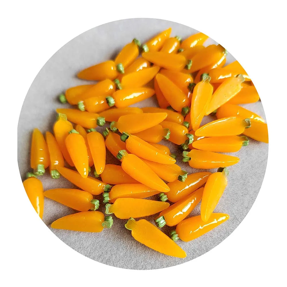 100Pcs/Lot 18MM 24MM Artificial Mini  Lifelike Carrots Miniature Doll House Food Toys for Fairy Garden Decoration Accessories