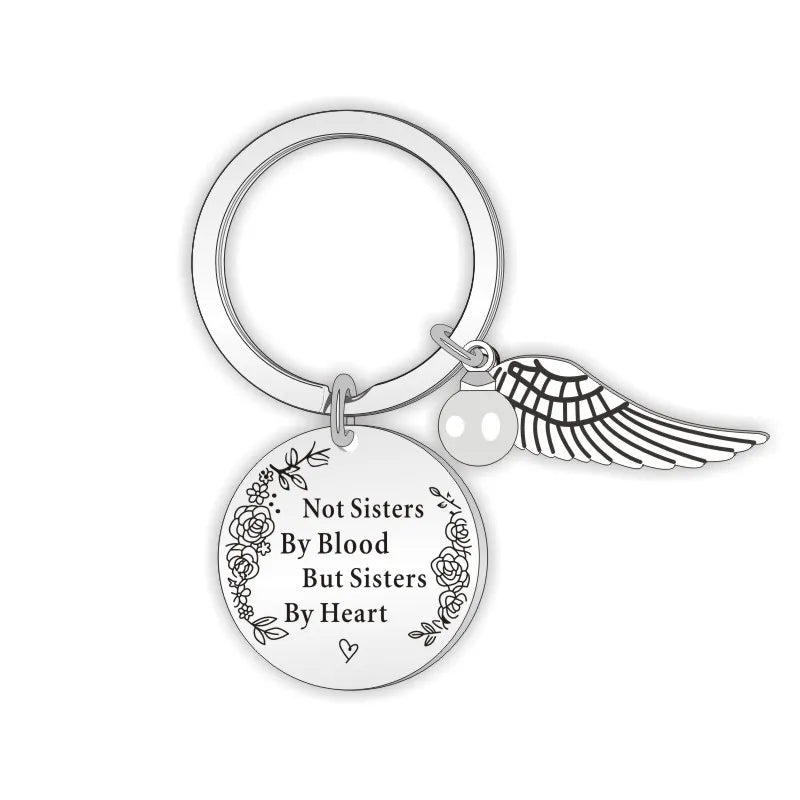 Stainless Steel Key Chain Custom Logo Best Friends Not Sister by Blood but Sister by Heart Key Chains Friendship Key Rings