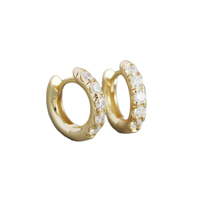 Rainbowking Fine Jewelry Earrings Light Luxury S925 Silver Heavy Metal Style Gold Plated Colored Zirconia Ins Personality Design