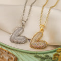 2025 Trendy Love Pendant Necklace Zircon Chain Heart Charm Necklace 18K Gold Plated Jewelry Necklace for Women Girls