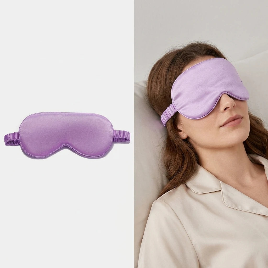 Luxury Solid Color Silk Feeling Satin Eye Mask with Custom Logo Embroidery Four Seasons Formal Style Sleeping Mask