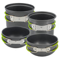 4 PCS Lightweight Outdoor Camping Cookware Mess Kit Hiking Backpacking Picnic Cooking Bowl with Non-Stick Pot Knife Spoon Set