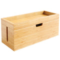 Bamboo Cable Management Box Cord Hide Organizer Box Wooden Cable Organizer Box for Wires Power Strips