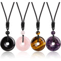 Fashion 30MM Round Stone Pendant Natural Crystal Healing Stone Charms Rope Chain Necklace Witchcraft Decoration As Daily Gift