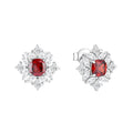 YILUN Luxury 925 Sterling Silver Sparkling Red Zircon Earrings  Rhodium Plated Statement Stud Earrings Jewelry for Women