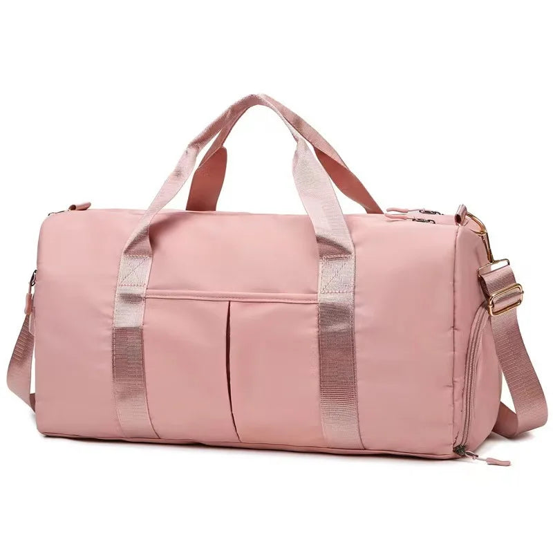 Custom logo Dry Wet Separation Yoga Gym Rolling Duffel Travel Bag With Shoes Compartment for Women
