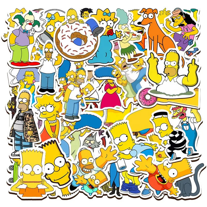 50Pcs Funny Simpsons Anime Sticker for Children Kids Notebook Table Laptop Luggage Skateboard Car Bike Decor Stickers