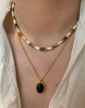 Original Design Brass Electroplated 18k Gold Bead Splicing Natural Stone Necklace Women Jewelry Customized