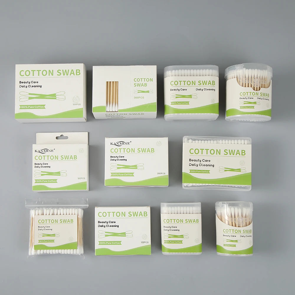 Customized Wholesale Disposable Q-tip Cotton Swab Bamboo With Custom Package   of Home Outing Portable Cotton Swabs