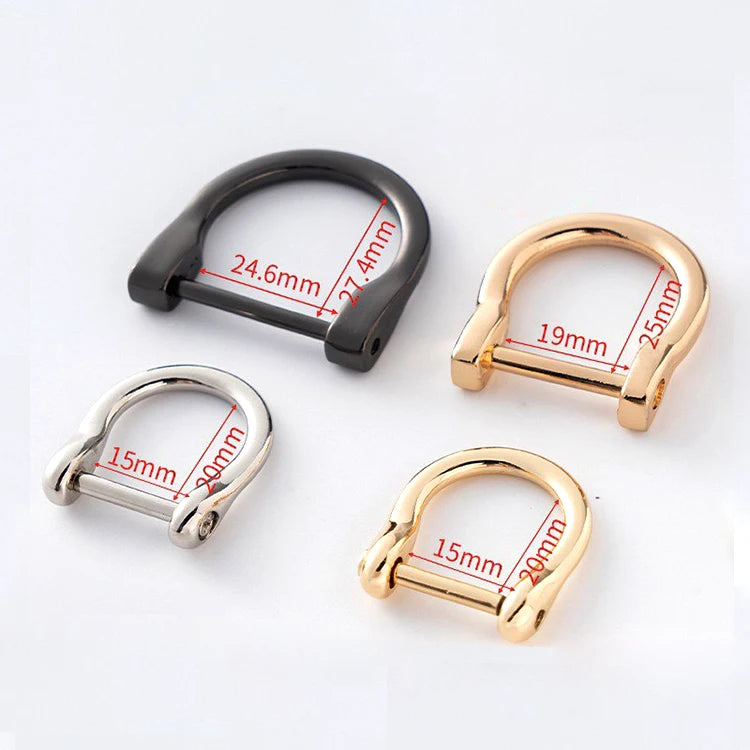 Wholesale Zinc Alloy D-Ring Detachable Screw Horseshoe Buckle Turning Screw D Buckle Hardware for Luggage Tags
