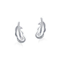 Minimalist 925 Sterling Silver Leaf Shape Stud Earrings for Women